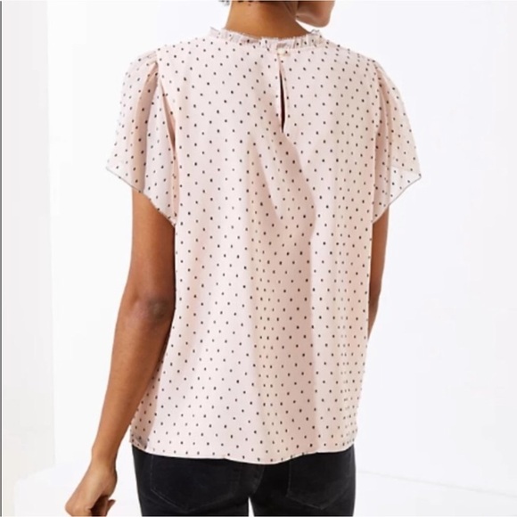 Loft Swiss Dot Flutter Sleeve Blouse NEW - Picture 3 of 9